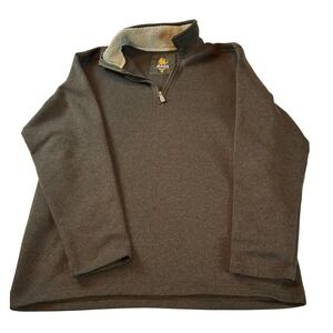 GH Bass Men's Large Brown Fleece Lined Quarter Zip Pullover Sweater